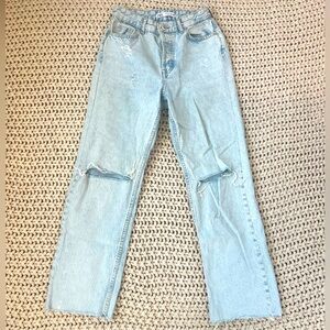Zara straight distressed denim jeans